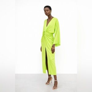 Smythe Neon Green Long Midi Twist Dress Size XS